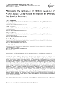 Measuring the Influence of Mobile Learning on Value-Based Competence Formation in Primary Pre-Service Teachers