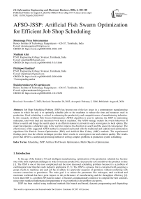 AFSO-JSSP: Artificial Fish Swarm Optimization for Efficient Job Shop Scheduling
