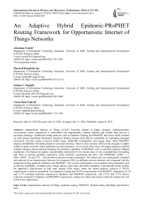 An Adaptive Hybrid Epidemic-PRoPHET Routing Framework for Opportunistic Internet of Things Networks