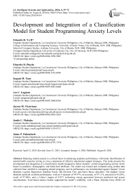 Development and Integration of a Classification Model for Student Programming Anxiety Levels