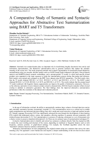 A Comparative Study of Semantic and Syntactic Approaches for Abstractive Text Summarization using BART and T5 Transformers