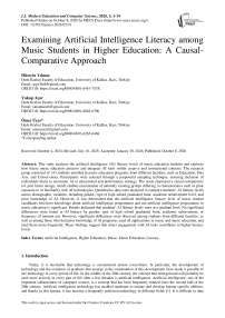 Examining Artificial Intelligence Literacy among Music Students in Higher Education: A Causal-Comparative Approach