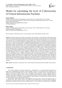 Model for calculating the level of Cybersecurity of Critical Infrastructure Facilities