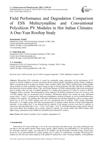 Field Performance and Degradation Comparison of ESS Multicrystalline and Conventional Polysilicon PV Modules in Hot Indian Climates: A One-Year Rooftop Study