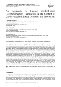 An Approach to Employ Content-based Recommendation Techniques in the Context of Cardiovascular Disease Detection and Prevention