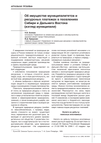 Об имуществе муниципалитетов и ресурсных платежах в поселениях Сибири и Дальнего Востока (взгляд муниципала)