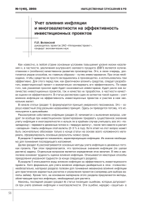 Учет влияния инфляции и многовалютности на эффективность инвестиционных проектов