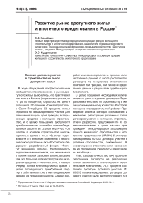 Развитие рынка доступного жилья и ипотечного кредитования в России