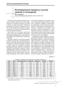 Интеграционные процессы и рынок слияний и поглощений