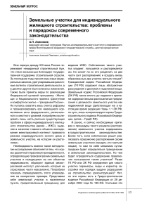 Земельные участки для индивидуального жилищного строительства: проблемы и парадоксы современного законодательства