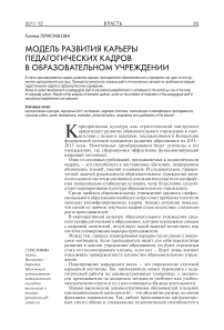 Модель развития карьеры педагогических кадров в образовательном учреждении