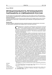 Функциональность регионального парламента в современной России