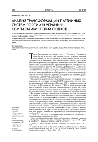 Анализ трансформации партийных систем России и Украины: компаративистский подход