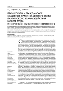 Профсоюзы и гражданское общество: практика и перспективы партнерского взаимодействия в сфере труда (по материалам социологических исследований)
