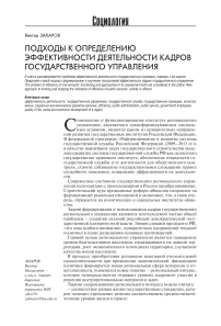 Подходы к определению эффективности деятельности кадров государственного управления