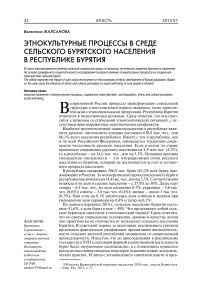 Этнокультурные процессы в среде сельского бурятского населения в Республике Бурятия