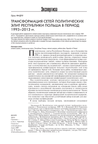 Трансформация сетей политических элит Республики Польша в период 1993–2013 гг