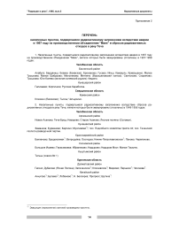 Приложение 2. Перечень населенных пунктов, подвергшихся радиоактивному загрязнению вследствие аварии в 1957 году на производственном объединении "Маяк" и сбросов радиоактивных отходов в реку Теча