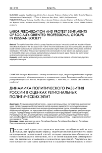 Динамика политического развития России в оценках региональных политических элит