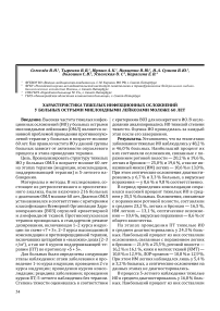 Характеристика тяжелых инфекционных осложнений у больных острыми миелоидными лейкозами моложе 60 лет