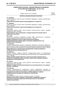 Содержание журнала "Имущественные отношения в Российской Федерации" за 2013 год
