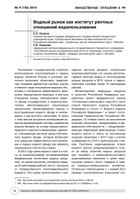 Водный рынок как институт рентных отношений водопользования