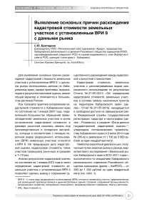 Выявление основных причин расхождения кадастровой стоимости земельных участков с установленным ВРИ 9 с данными рынка