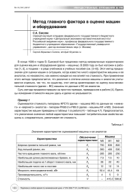 Метод главного фактора в оценке машин и оборудования