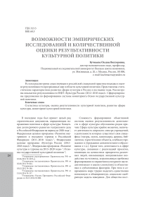 Возможности эмпирических исследований и количественной оценки результативности культурной политики