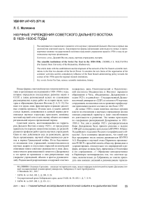 Научные учреждения советского Дальнего Востока в 1920-1930-е годы