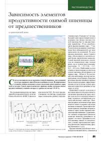 Зависимость элементов продуктивности озимой пшеницы от предшественников в сухостепной зоне