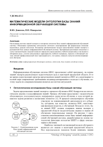 Математические модели онтологии базы знаний информационной обучающей системы