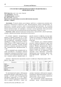 Стратегия развития продуктового подкомплекса Пермского края