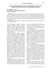 Проблемы внедрения аудита эффективности в систему финансового контроля Российской Федерации