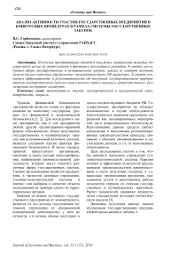 Анализ активности участия государственных предприятий в конкурсных процедурах в рамках системы государственных закупок