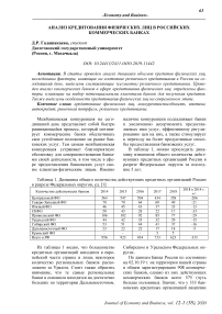 Анализ кредитования физических лиц в российских коммерческих банках