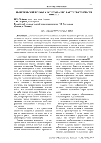 Теоретический подход к исследованию факторов стоимости бизнеса