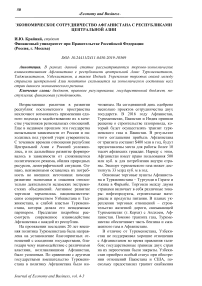 Экономическое сотрудничество Афганистана с республиками Центральной Азии