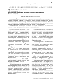 Анализ информационного обеспечения в рамках ФТС России
