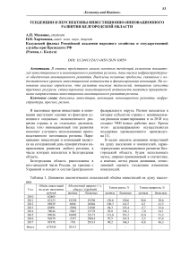 Тенденции и перспективы инвестиционно-инновационного развития Белгородской области