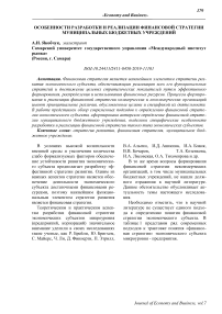 Особенности разработки и реализации финансовой стратегии муниципальных бюджетных учреждений