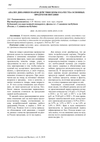 Анализ динамики взаимодействия цены и качества основных продуктов питания