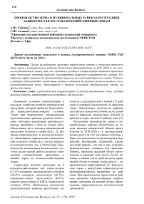 Производство зерна в муниципальных районах Республики Башкортостан по сельскохозяйственным зонам