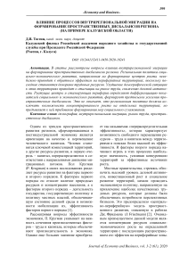 Влияние процессов внутрирегиональной миграции на формирование пространственных дисбалансов региона (на примере Калужской области)