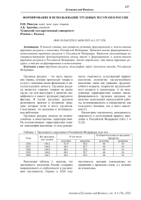 Формирование и использование трудовых ресурсов в России