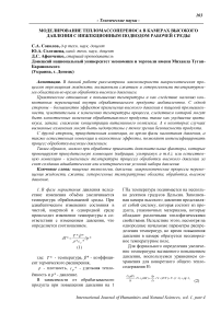 Моделирование тепломассопереноса в камерах высокого давления с инжекционным подводом рабочей среды