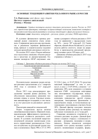 Основные тенденции развития рекламного рынка в России
