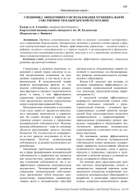 Специфика эффективного использования муниципальной собственности в Кыргызской Республике