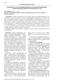 Видовой состав основных фитофагов озимой пшеницы в приазовской зоне Ростовской области