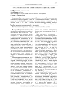 Показатели соцветий боярышников секции Crataegus